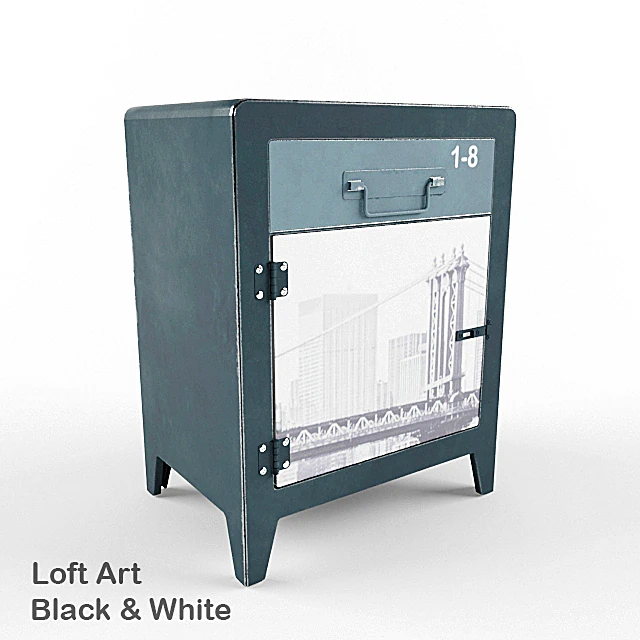 Metal Cabinet with Urban Print