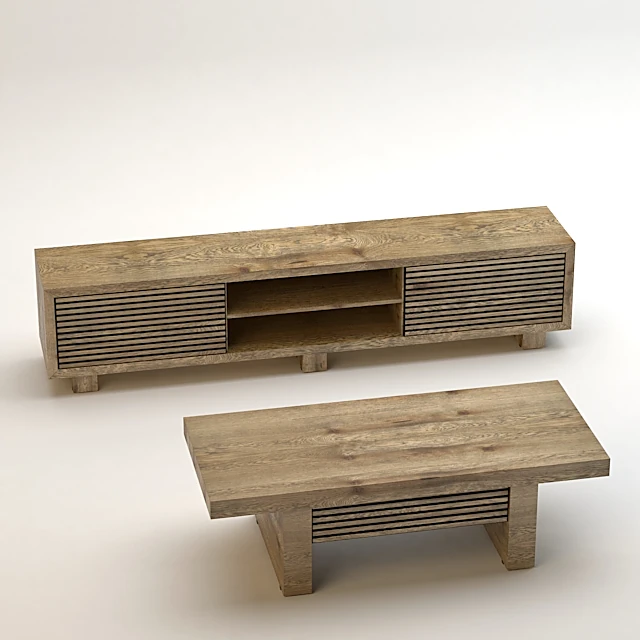Wooden Sideboard and Coffee Table Set