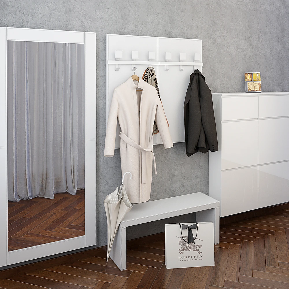 Hallway Furniture Set with Modern White Finish