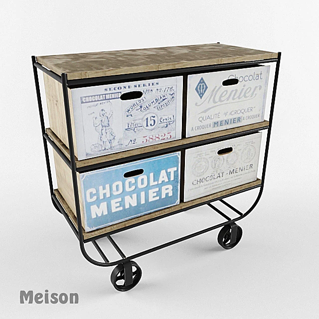 Industrial Wheeled Storage Unit with Vintage Drawers