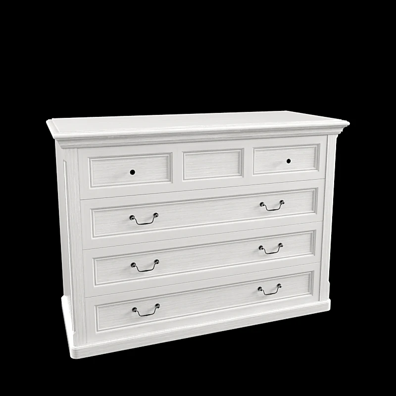 Cassettiera classica in legno bianco