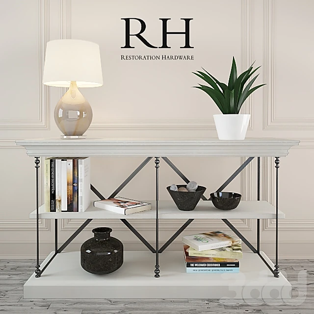 Console Table with decorative set by Restoration Hardware