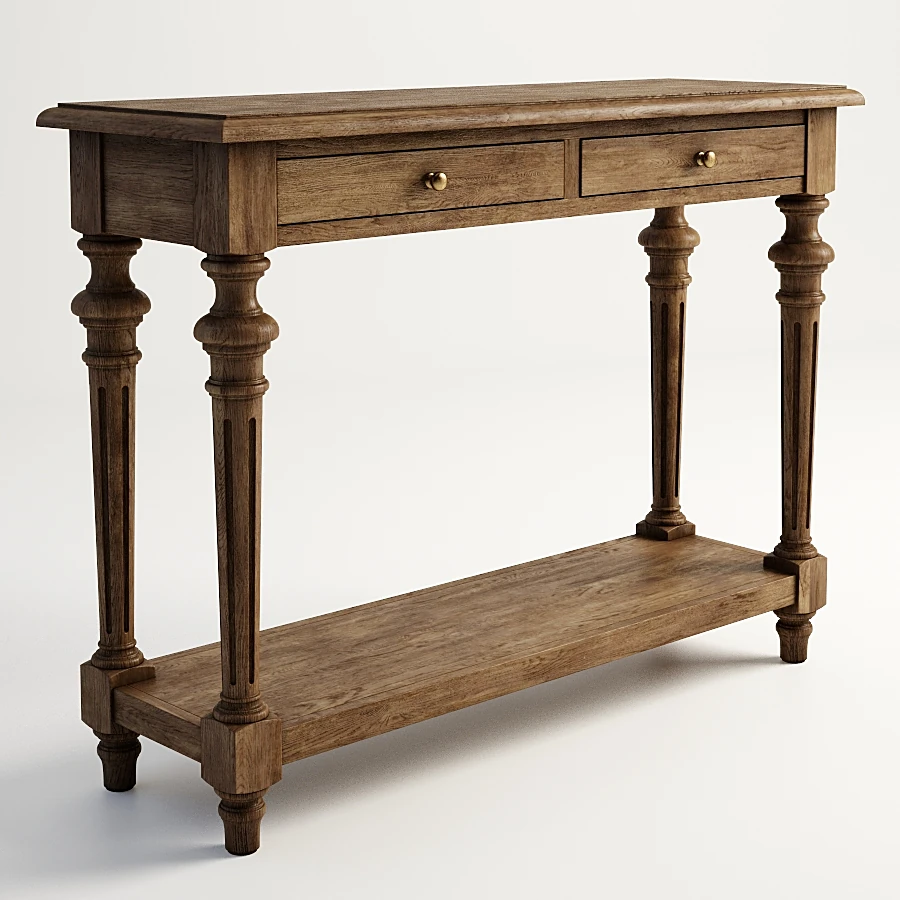 Consolle in legno con gambe tornite