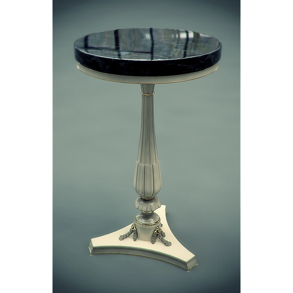 Side table with Classic Marble Top and Fluted Base