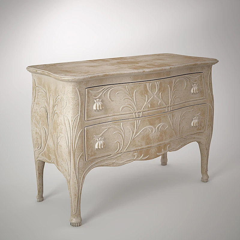 Classic Chest of Drawers with Floral Carvings