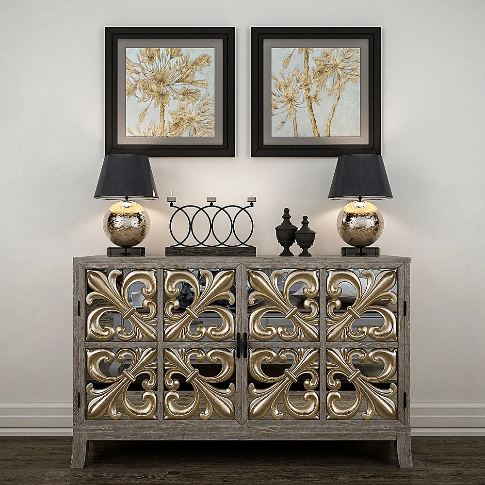 Classic Chest of Drawers with Gold Decorative Panels