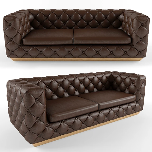 Classic Tufted Leather Sofa