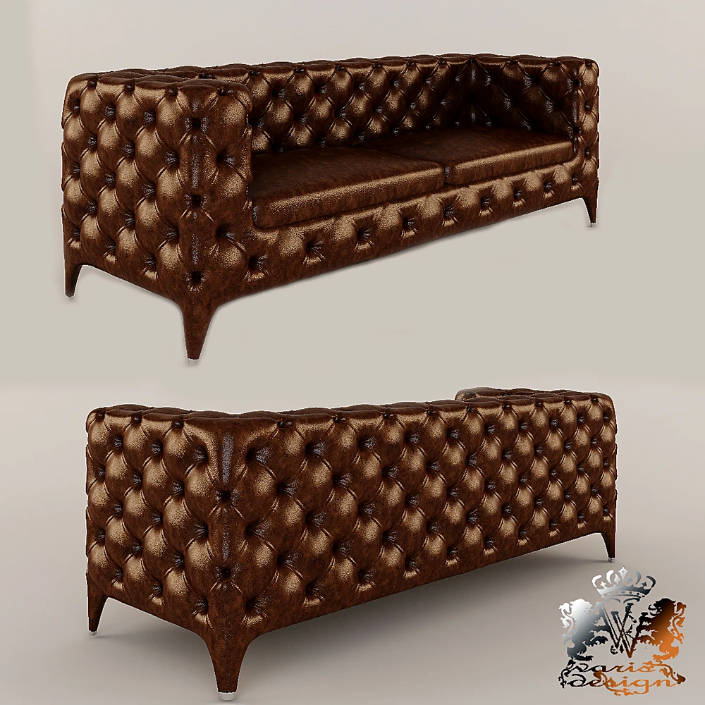 Designer Capitonné Leather Sofa