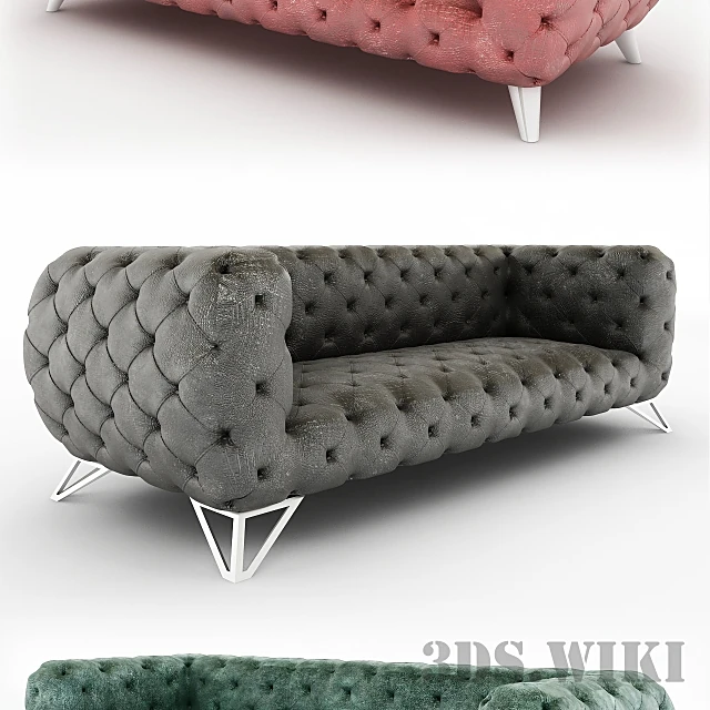 Chesterfield Sofa with Velor Upholstery (2)