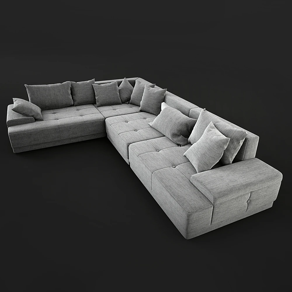 Modular Corner Sofa with Grey Fabric