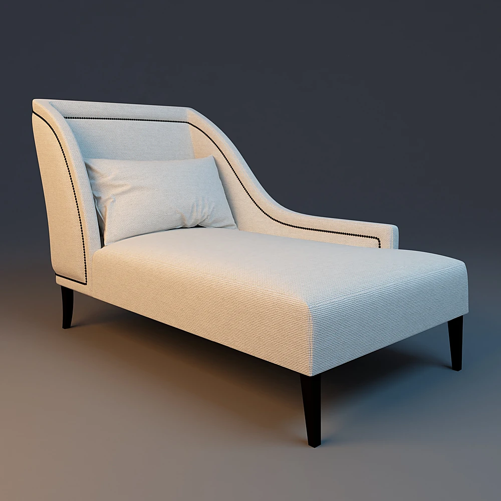 Chaise Lounge with Nailhead Trim
