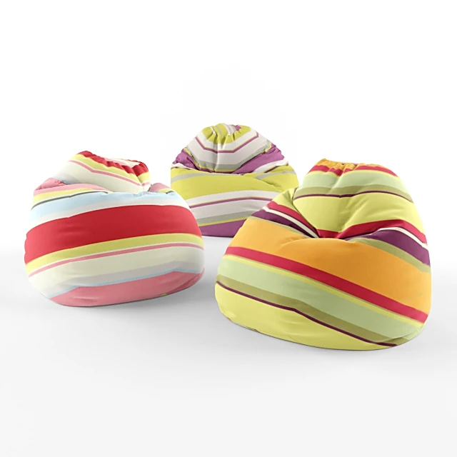 Round Floor Pillows with Striped Fabric