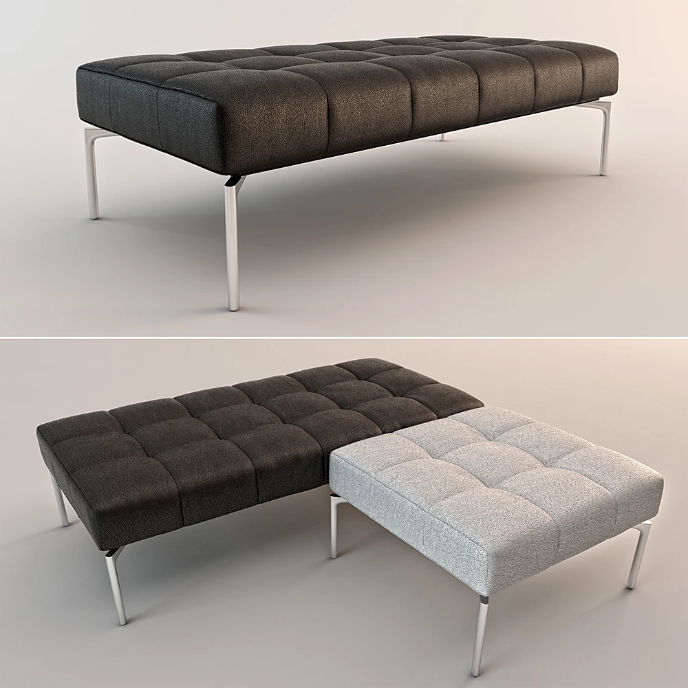 Modern Tufted Banquette with Metal Legs