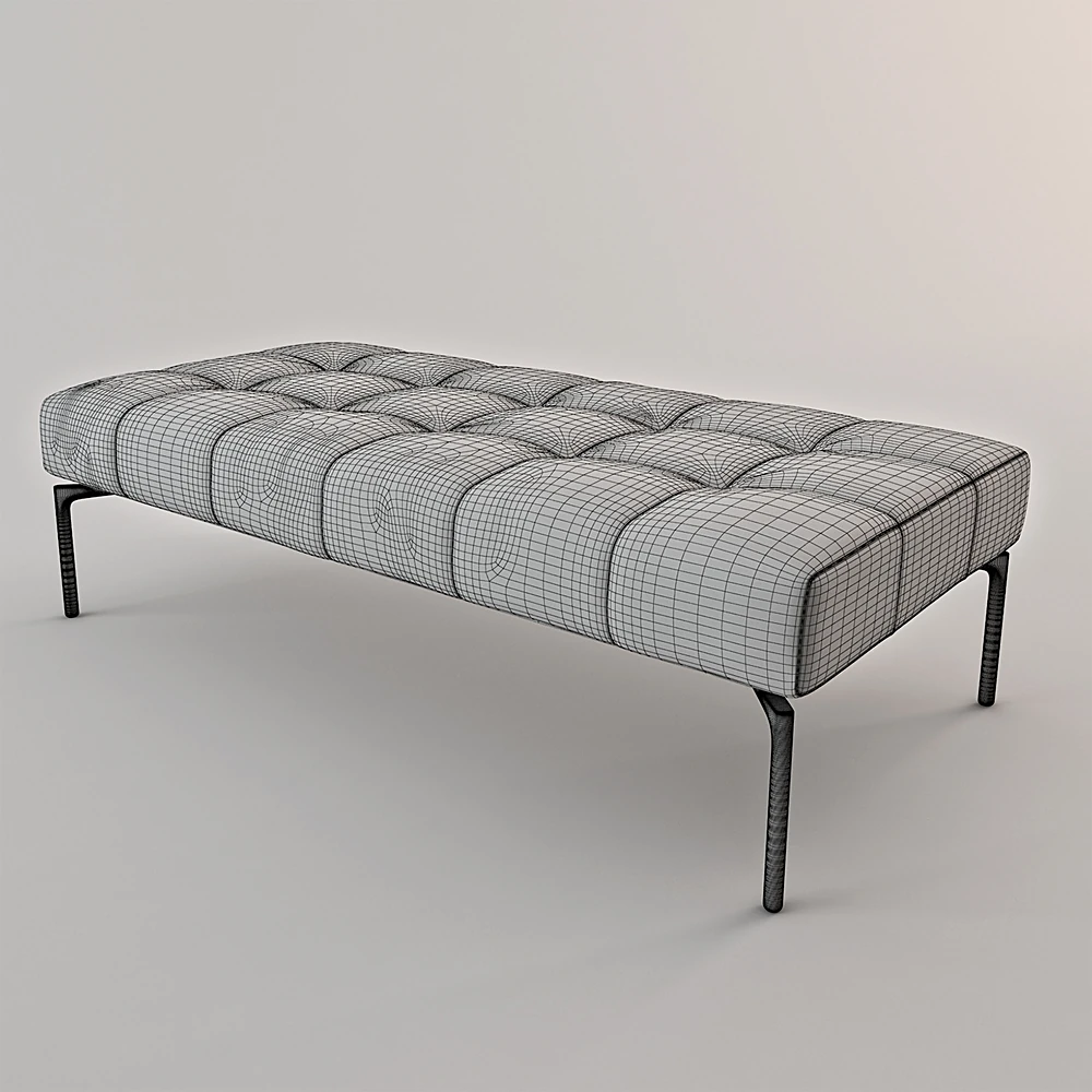 Modern Tufted Banquette with Metal Legs (2)