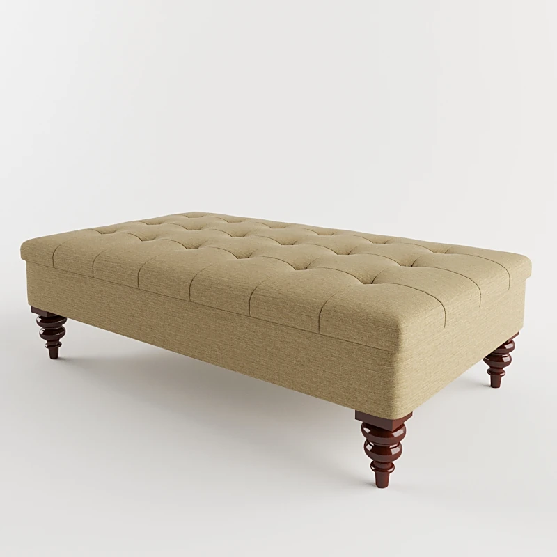 Classic Tufted Bench with Turned Legs
