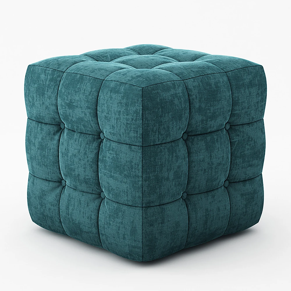 Square Tufted Fabric Ottoman