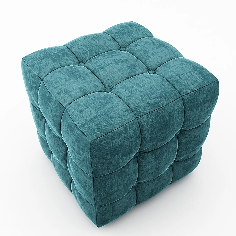 Square Tufted Fabric Ottoman (2)