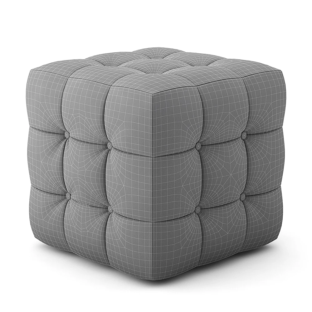 Square Tufted Fabric Ottoman (3)