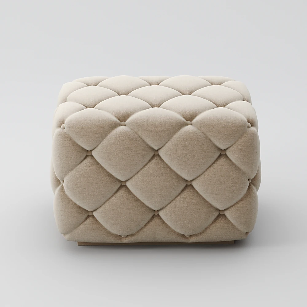 Modern Tufted Fabric Ottoman