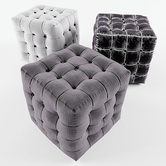 Classic Square Tufted Fabric Ottoman