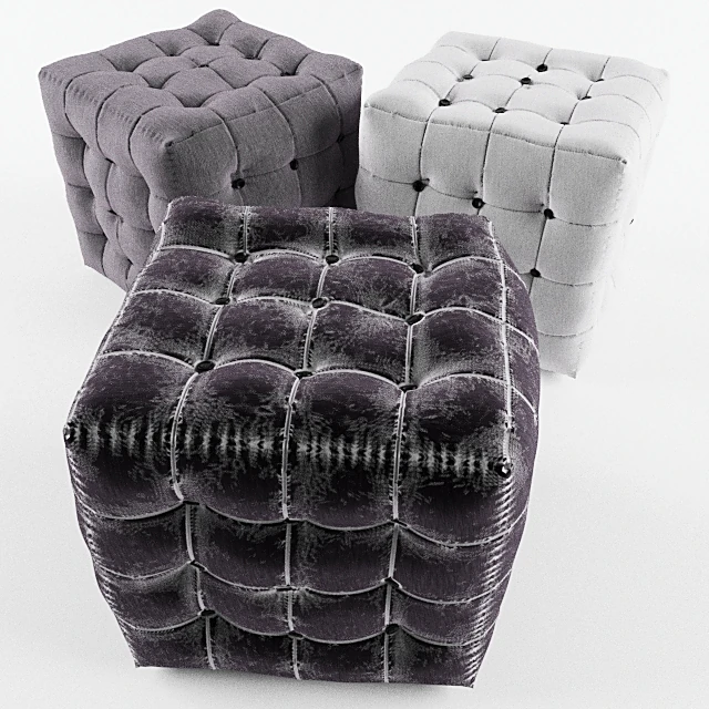 Classic Square Tufted Fabric Ottoman (2)