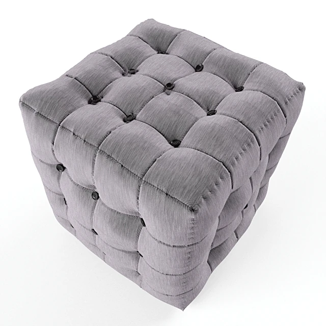 Classic Square Tufted Fabric Ottoman (3)