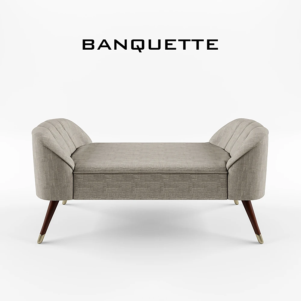 Upholstered Banquette with Tapered Wooden Legs
