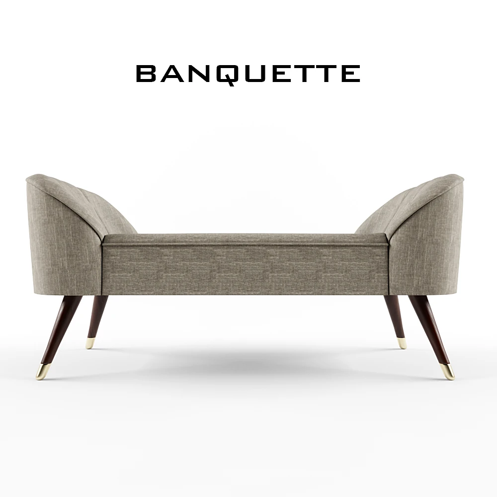 Upholstered Banquette with Tapered Wooden Legs (2)