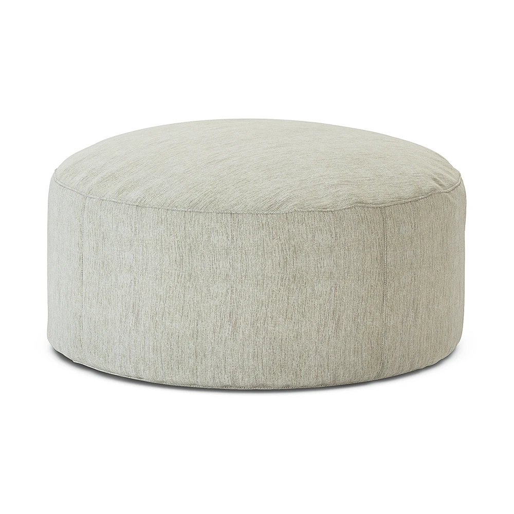 Round Ottoman Upholstered in Fabric