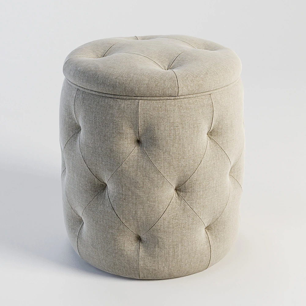 Tufted Fabric Ottoman with Classic Detailing