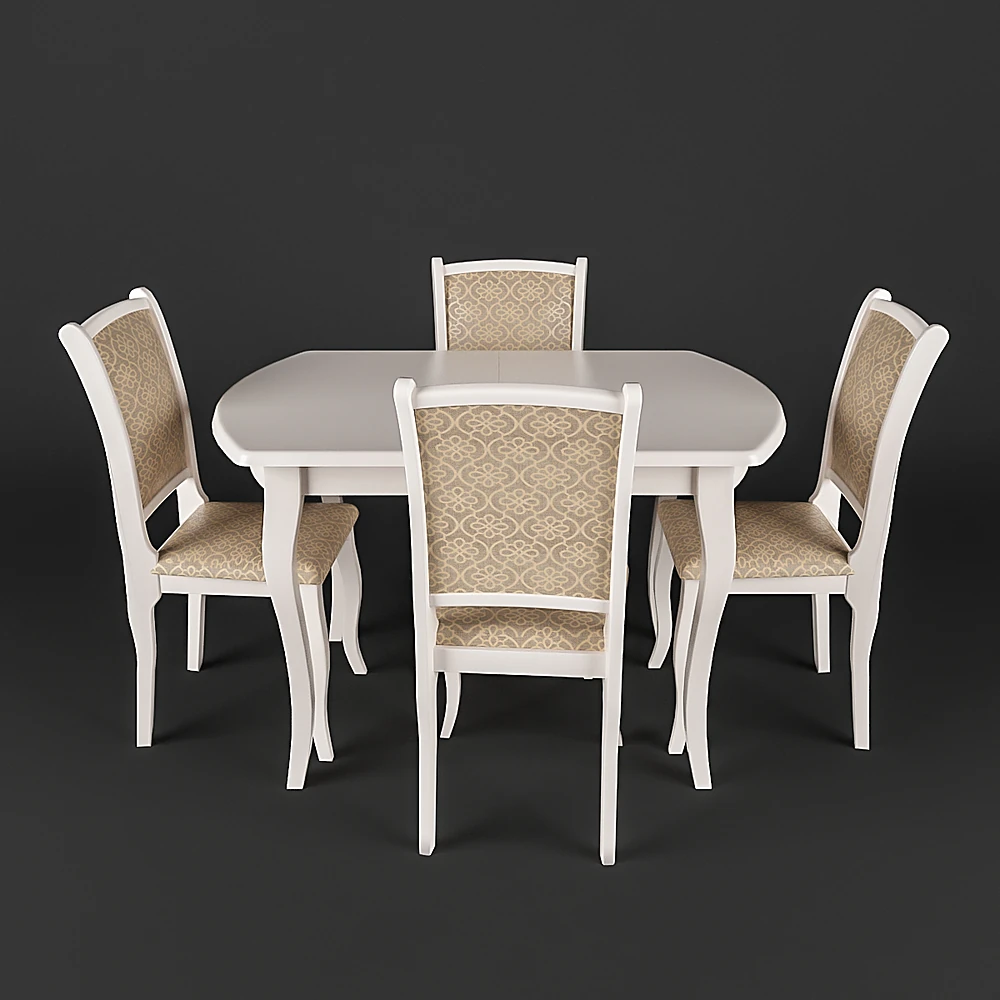 Classic Kitchen Table and Chairs Set with Patterned Fabric