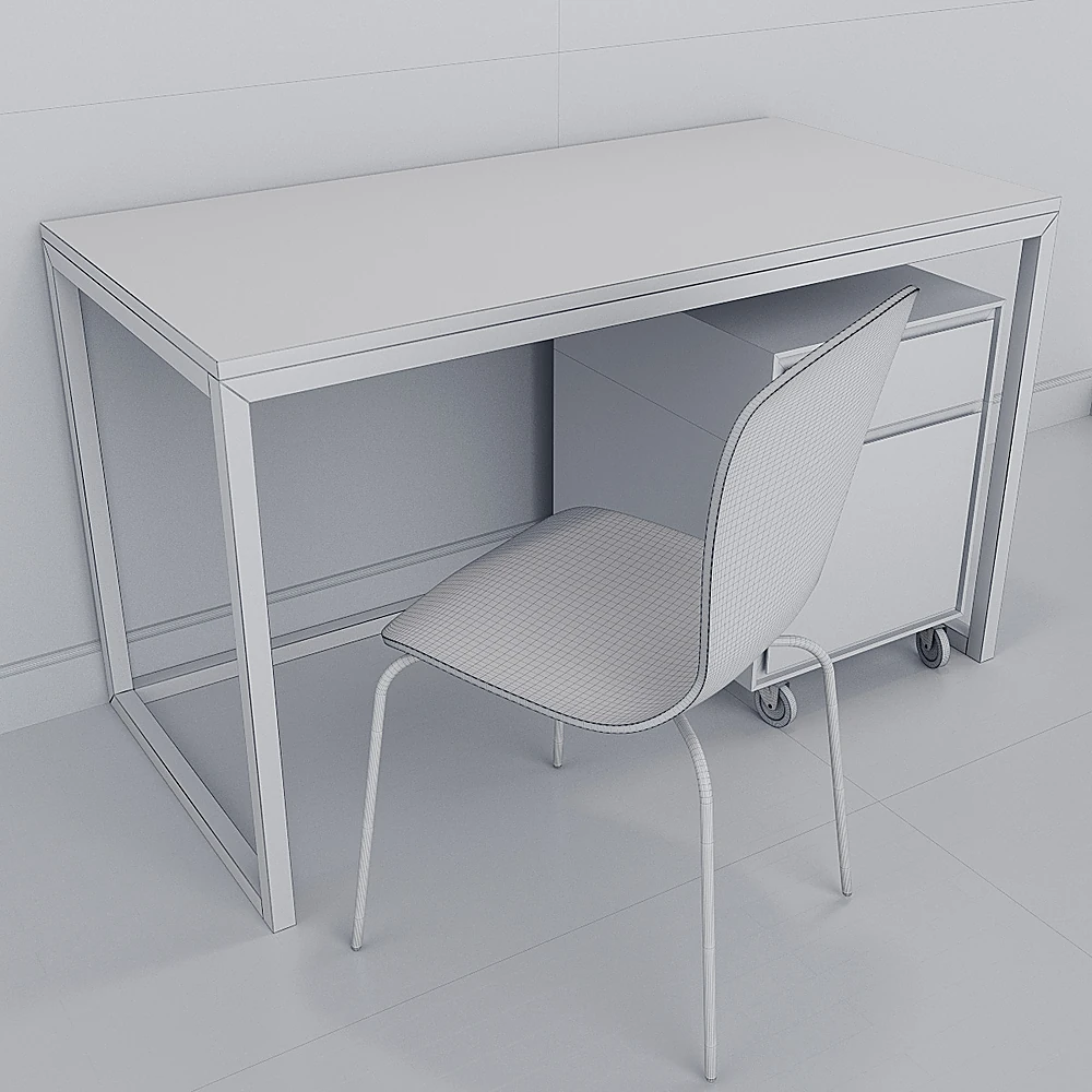 Workstation table and chair with case by Crate&Barrel (2)