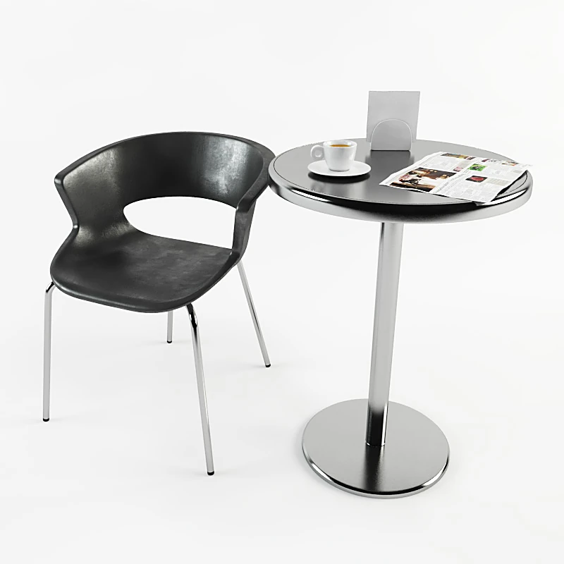 Coffee table and chair set with Modern Metal and Leather