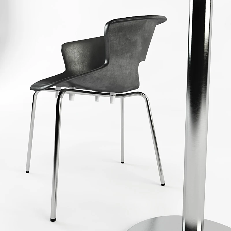 Coffee table and chair set with Modern Metal and Leather (3)