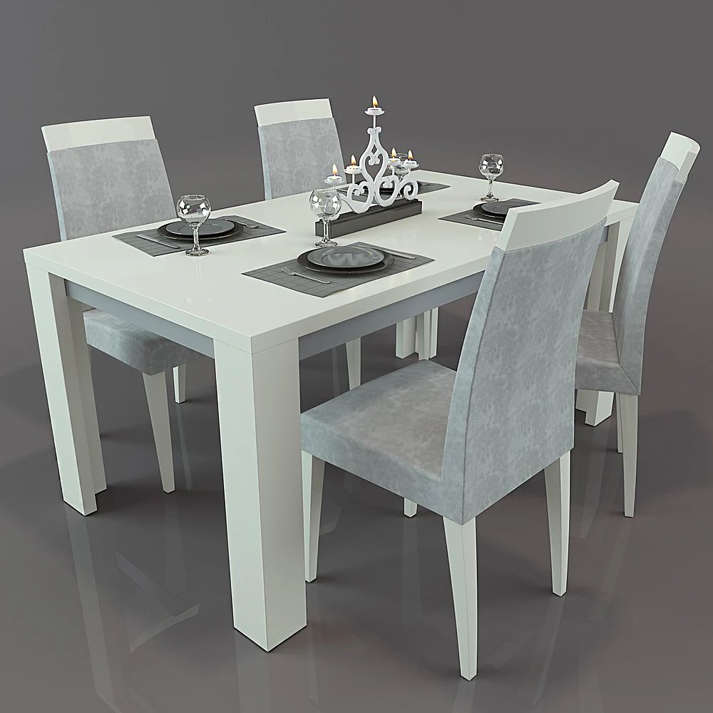 Modern White and Grey Dining Set