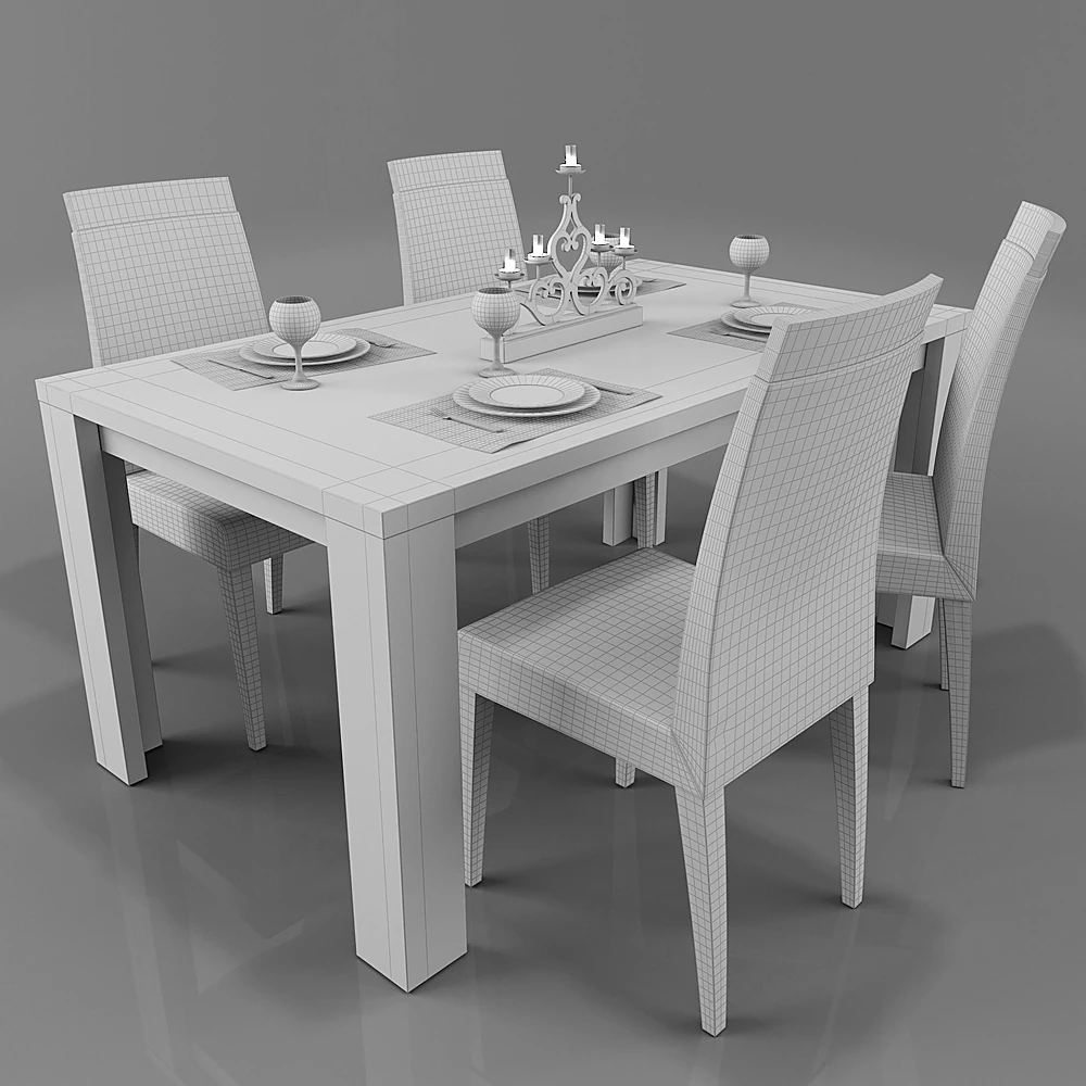 Modern White and Grey Dining Set (2)