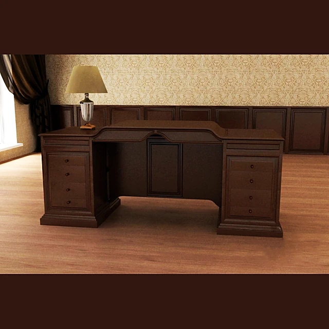 Office Desk with Classic Dark Wood Finish
