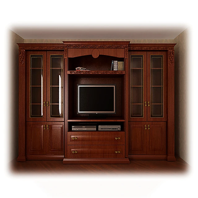 Classic TV Cabinet with Ornate Wood