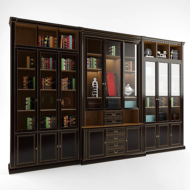 Library Cabinet in Classic Dark Wood