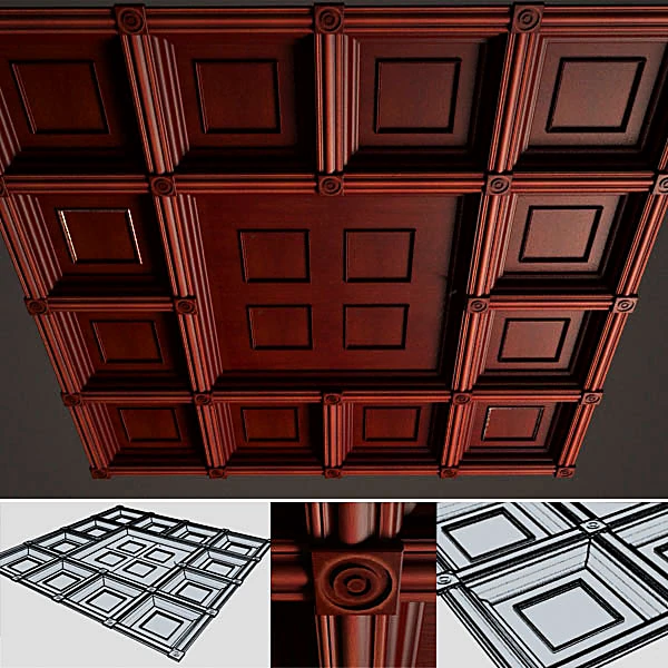 Coffered Ceiling with Classic Wooden Panels