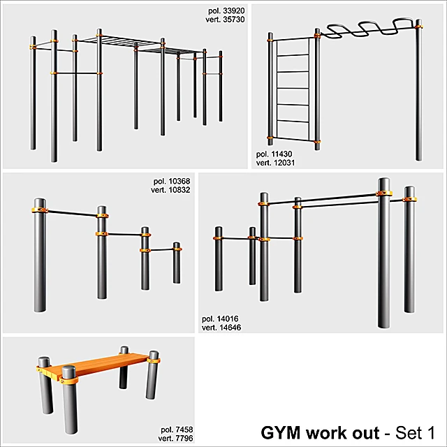 Outdoor Gym Equipment Set with Metal and Wood Elements