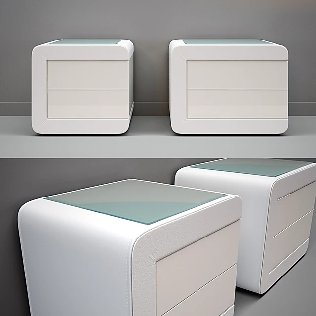 Bedroom furniture set with Modern White Lacquer and Glass (2)