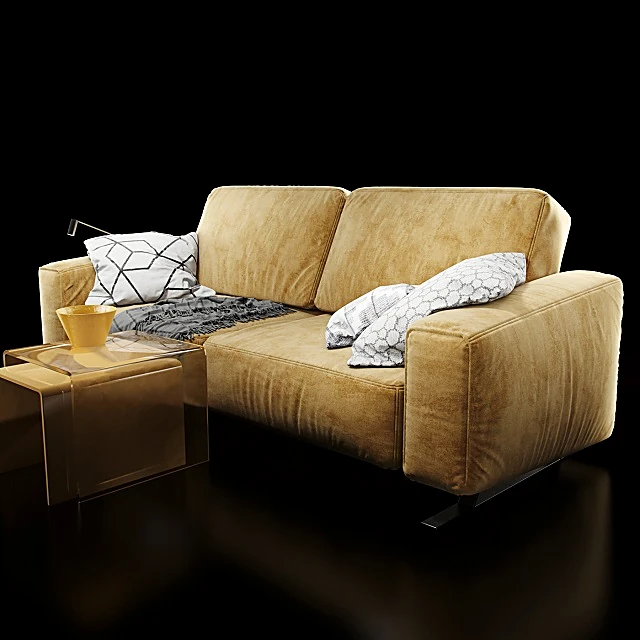 Fabric Sofa with Integrated Side Tables
