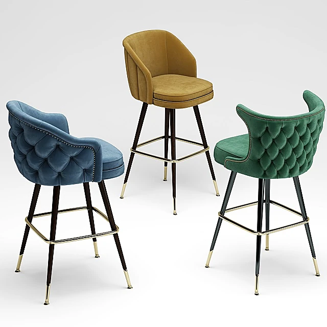 Tufted Velvet Bar Stool