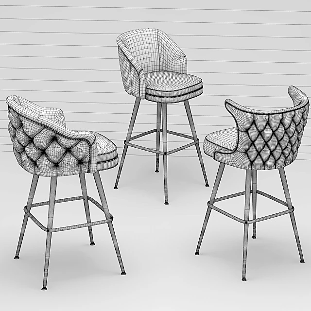 Tufted Velvet Bar Stool (2)
