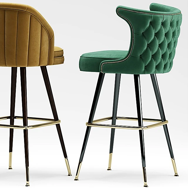 Tufted Velvet Bar Stool (3)
