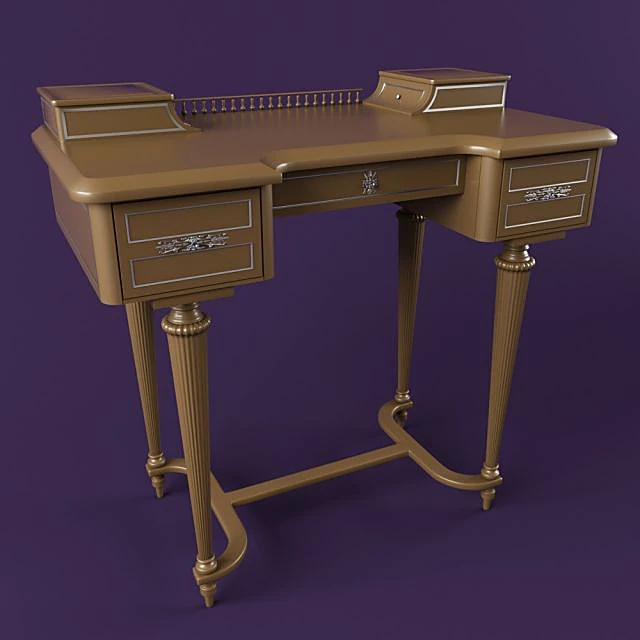 Ornate Wood Writing Desk in Classic Style