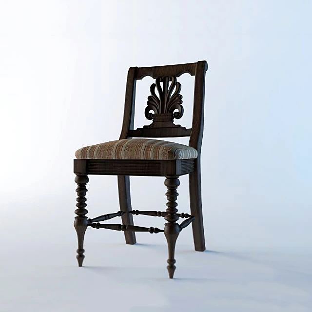 Classic Dining Chair with Carved Wood and Upholstered Seat