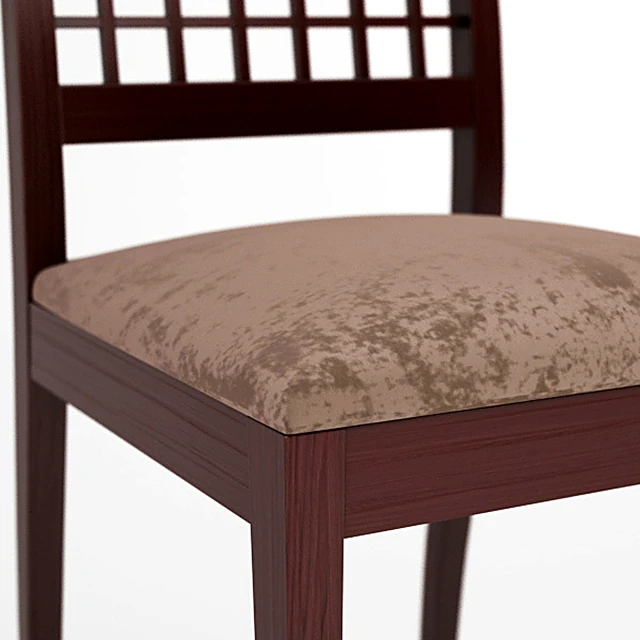 Dining Chair with Grid Backrest and Dark Wood (3)