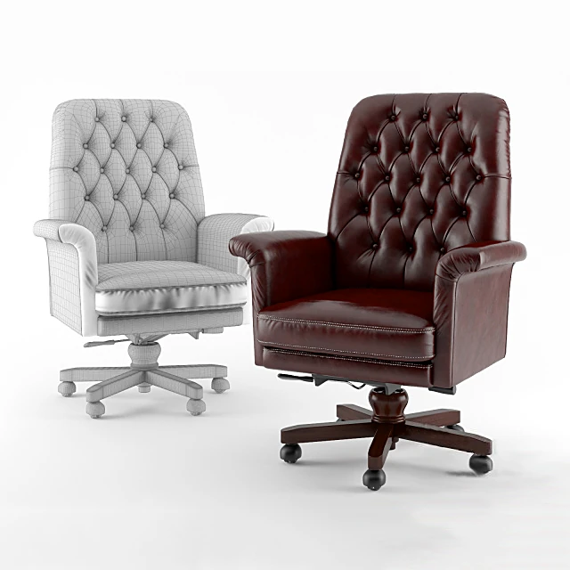Classic Tufted Leather Office Armchair